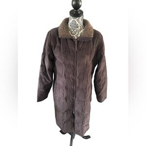 L.L. Bean Brown Goose Down Womens Parka Size L Long Sleeves Zip Up